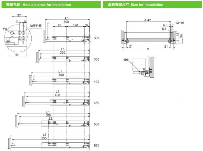 Extension Concealed Undermount Drawer Slides 2 Fold 3 4 Partial