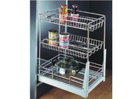 Triple Layers Kitchen Pull Out Basket Chrome Plated Finish Easy Installation